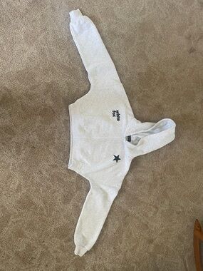 White Fox Light Gray Zip Hoodie with Star